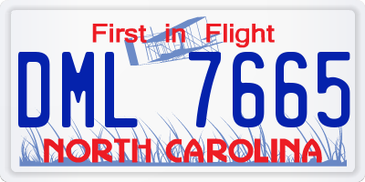 NC license plate DML7665