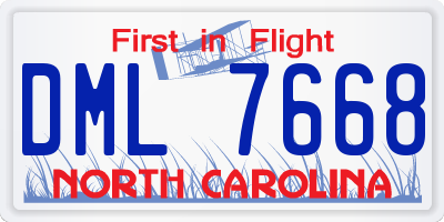 NC license plate DML7668