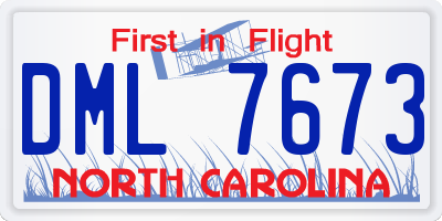 NC license plate DML7673