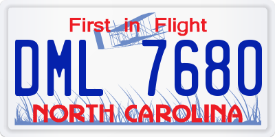 NC license plate DML7680