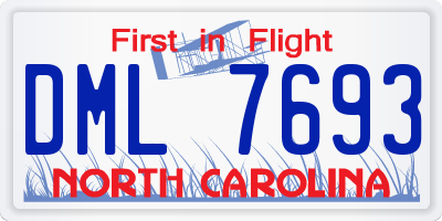 NC license plate DML7693