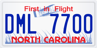 NC license plate DML7700