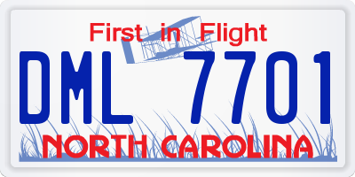 NC license plate DML7701