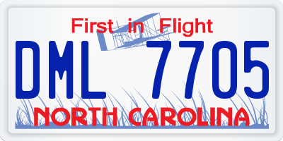 NC license plate DML7705
