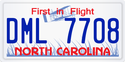 NC license plate DML7708
