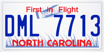 NC license plate DML7713