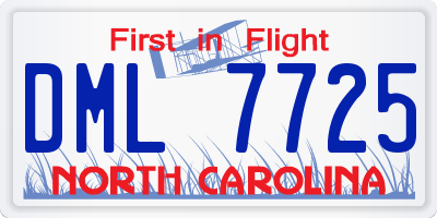 NC license plate DML7725