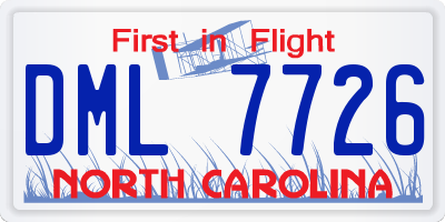 NC license plate DML7726