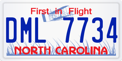 NC license plate DML7734