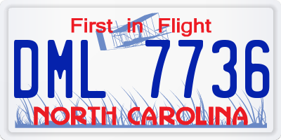 NC license plate DML7736