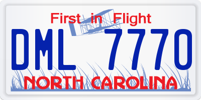 NC license plate DML7770