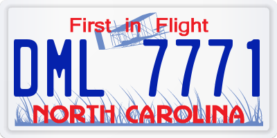 NC license plate DML7771