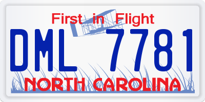 NC license plate DML7781
