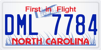 NC license plate DML7784