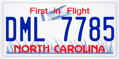 NC license plate DML7785