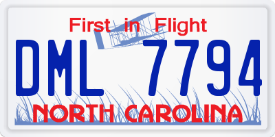 NC license plate DML7794