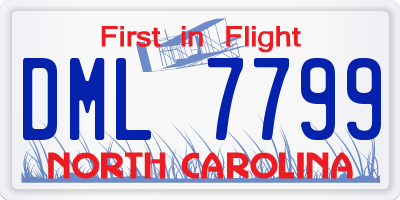 NC license plate DML7799