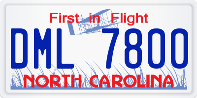 NC license plate DML7800