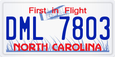 NC license plate DML7803