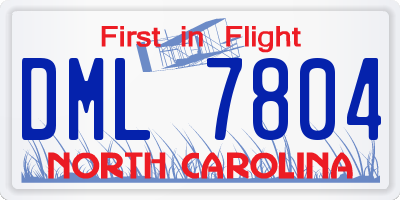 NC license plate DML7804