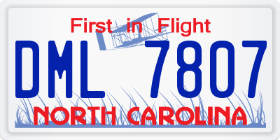 NC license plate DML7807