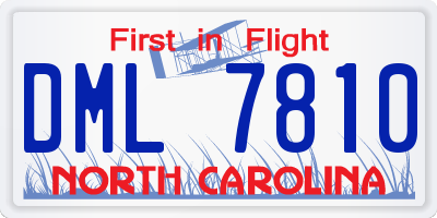 NC license plate DML7810