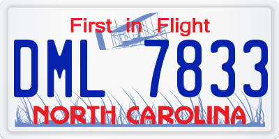 NC license plate DML7833