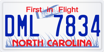 NC license plate DML7834