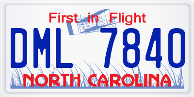 NC license plate DML7840