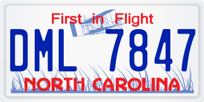 NC license plate DML7847