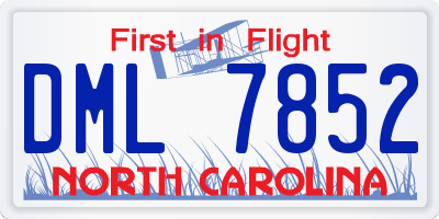 NC license plate DML7852