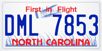 NC license plate DML7853
