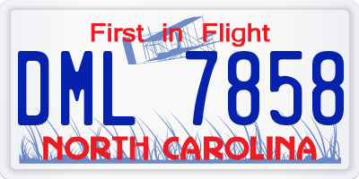 NC license plate DML7858