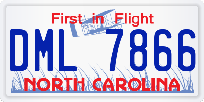 NC license plate DML7866
