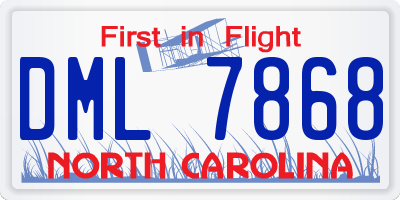 NC license plate DML7868