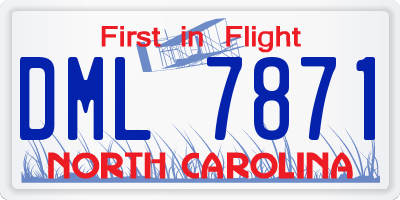 NC license plate DML7871