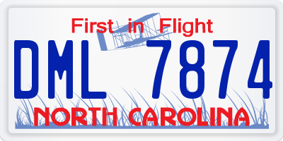 NC license plate DML7874