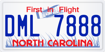 NC license plate DML7888