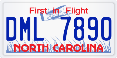 NC license plate DML7890