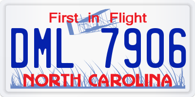 NC license plate DML7906