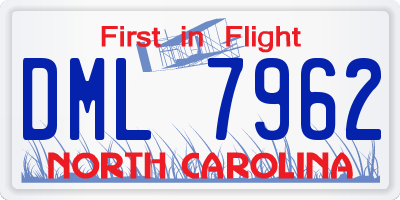 NC license plate DML7962