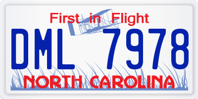 NC license plate DML7978