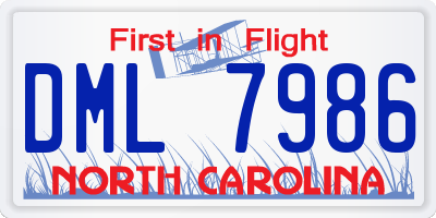 NC license plate DML7986