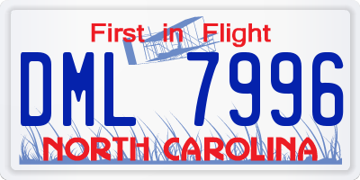 NC license plate DML7996