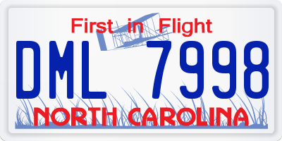 NC license plate DML7998