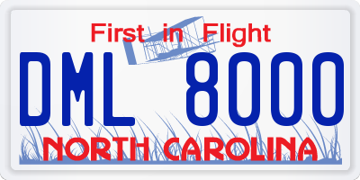 NC license plate DML8000