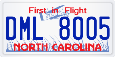NC license plate DML8005