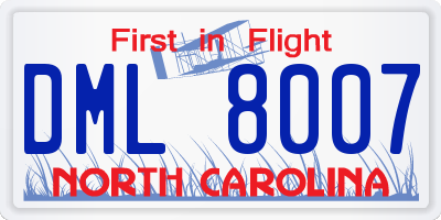 NC license plate DML8007