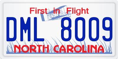 NC license plate DML8009