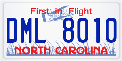 NC license plate DML8010